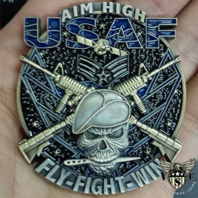 USAF-E4 rank Grey challenge coin