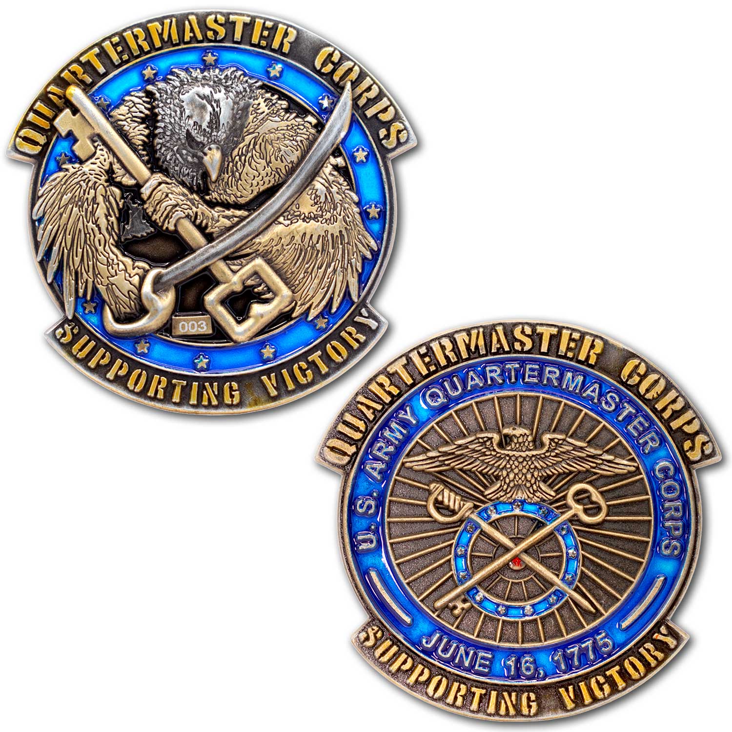 Quartermaster Branch Supporting Victory Army Veteran Collectible Challenge Coin