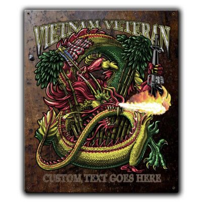 Vietnam Veteran Dragon Veteran Custom 12 x 15 Inch Vintage Sign