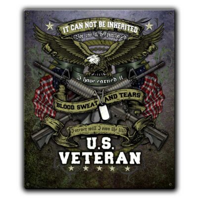 US Veteran It Can Not Be Inherited Custom 12 x 15 Vintage Sign