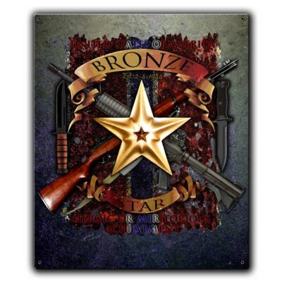 Bronze Star Medal Memorial Veteran Custom 12 x 15 Vintage Sign