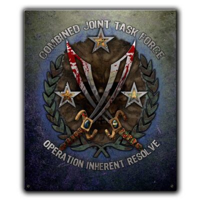Operation Inherent Resolve Combined Joint Task Force Veteran Custom 12 x 15 Vintage Sign
