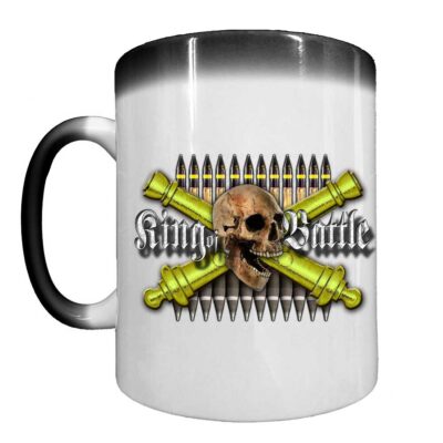 King Of Battle Artillery Skull and Crossed Cannons Veteran Heat-Activated 15 oz Ceramic Custom Coffee Mug