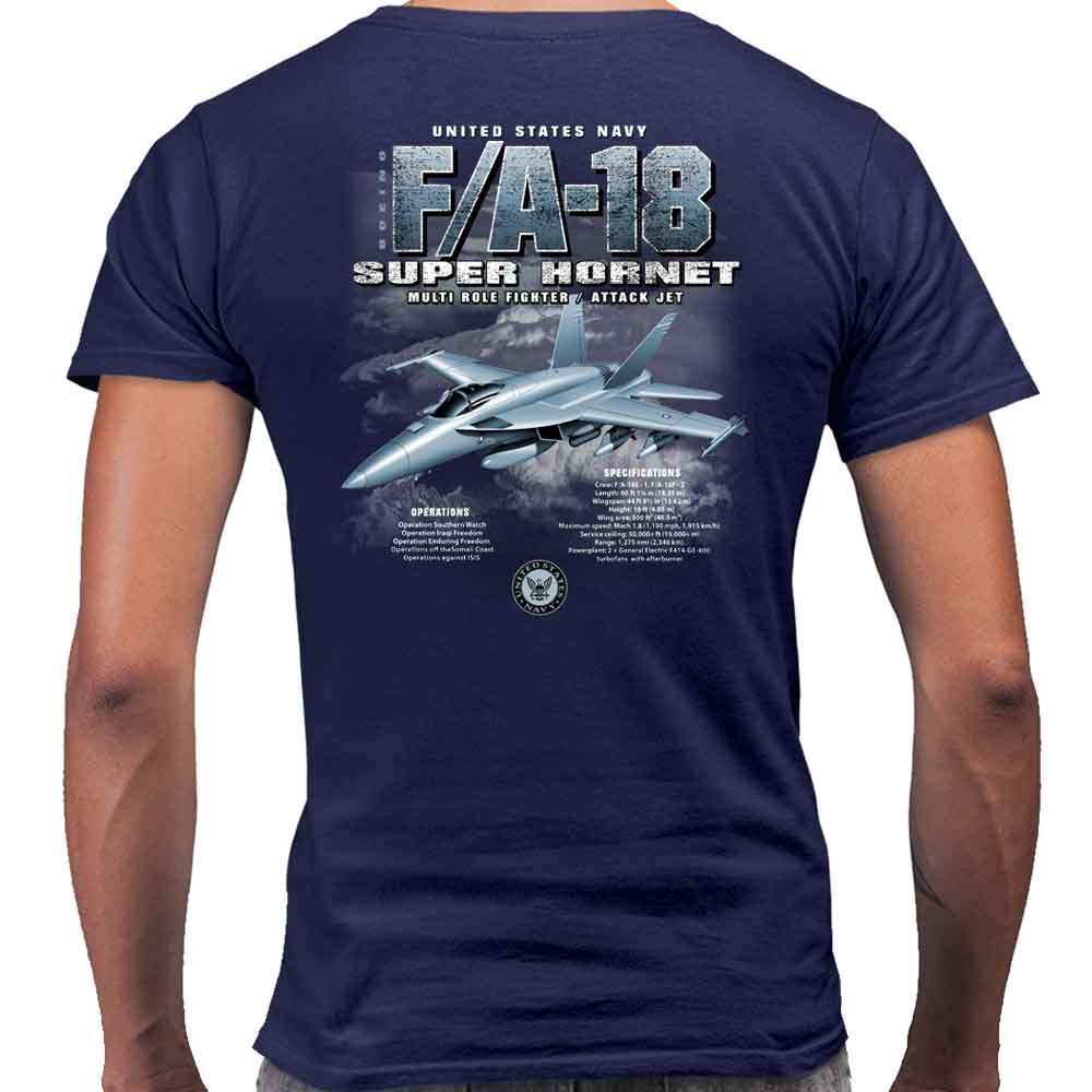 F/A-18 Super Hornet Attack Jet US Navy Veteran Custom Men's Shirt - Image 2