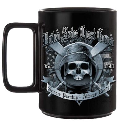 US Coast Guard Semper Paratus Veteran Black or White 15 oz Ceramic Custom Coffee Mug Black