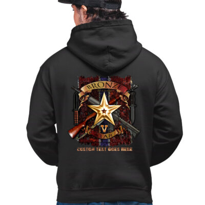 Bronze Star Medal Award with Valor Veteran Military Custom Hoodie