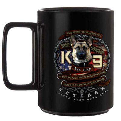 K-9 Veteran Black 15 oz Ceramic Custom Coffee Mug