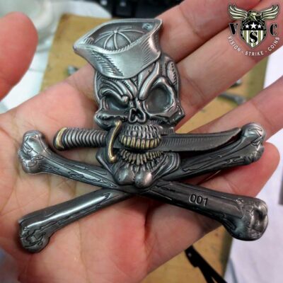 Navy Jolly Roger Skull Crossed Bones 4 Inch Magnum Coin