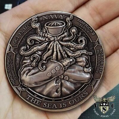 US Navy Squid The Sea Is Ours Vintage Coin