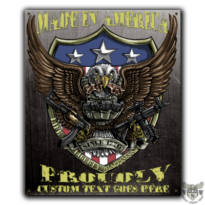 Made In America Proudly Since 1776 Veteran Custom 12 x 15 Vintage Sign