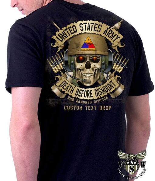 2nd Armored Division Hell On Wheels Death Before Dismount Shirt