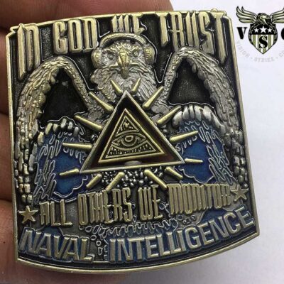 Naval Intelligence In God We Trust All Others We Monitor Spinner Coin
