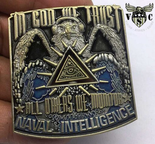 Naval Intelligence In God We Trust All Others We Monitor Spinner Coin