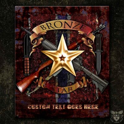 Bronze Star Medal Memorial Veteran Custom 12 x 15 Vintage Sign