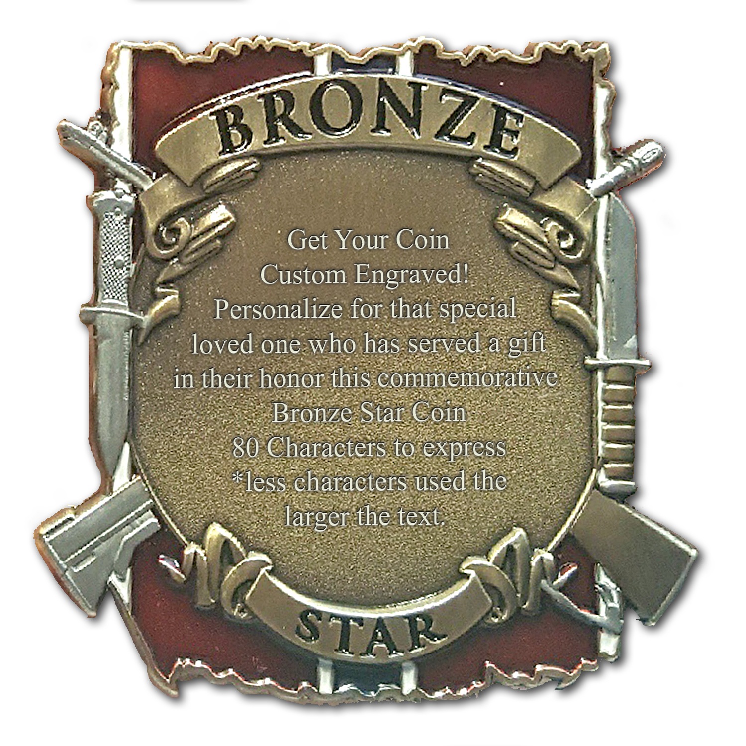 Bronze Star Veteran Military Medal Custom Engraved Collectible Challenge Coin