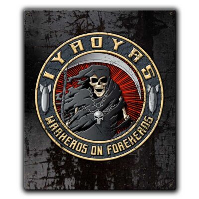 IYAOYAS Warheads On Foreheads Veteran Custom 12 x 15 Vintage Sign