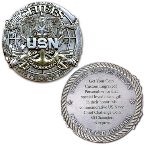 US Navy Senior Chief Engraved Challenge Coin