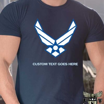 Air Force Symbol Logotype White And Blue Outline USAF Shirt