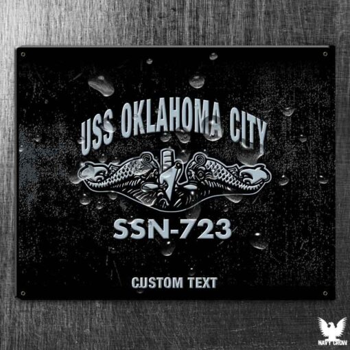 USS Oklahoma City SSN-723 US Navy Submarine Vintage Sign
