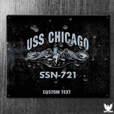 USS Chicago SSN-721 US Navy Submarine Vintage Sign