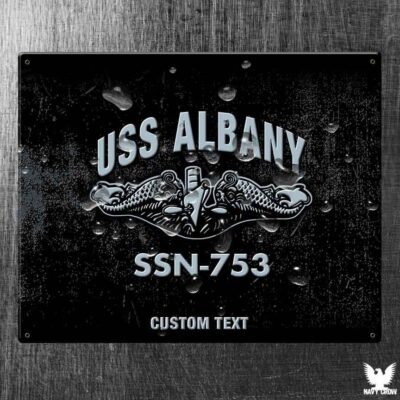 USS Albany SSN-753 US Navy Submarine Vintage Sign