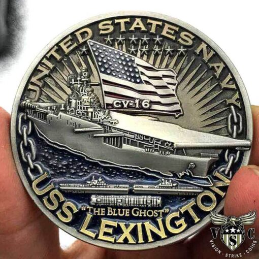 USS Lexington CV-16 Aircraft Carrier World of Warships US Navy Challenge Coin