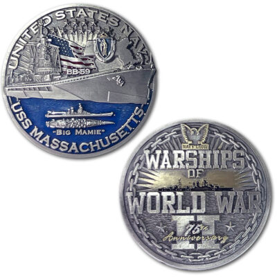 USS Massachusetts BB-59 Battleship World of Warships US Navy Challenge Coin
