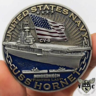 USS Hornet CV-8 Aircraft Carrier World of Warships US Navy Challenge Coin