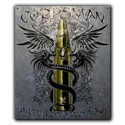 Corpsman Tribal Bullet US Navy Veteran Custom 12 x 15 Vintage Sign