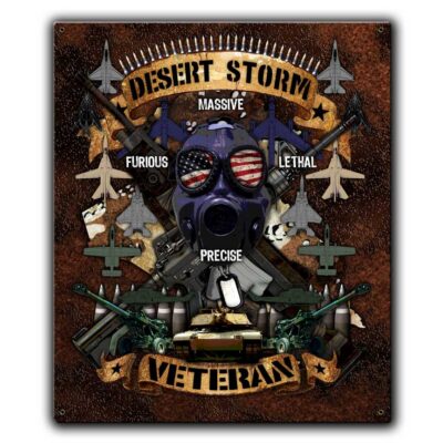 Desert Storm Veteran Military Veteran Custom 12 x 15 Vintage Sign