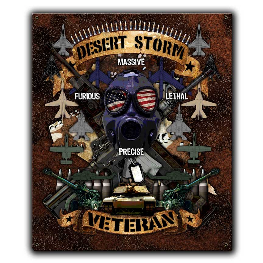 Desert Storm Veteran Military Veteran Custom 12 x 15 Vintage Sign