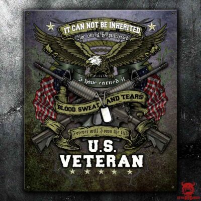 US Veteran Blood Sweat Tears Military Vintage Sign