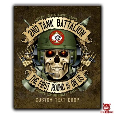 2nd Tank Battalion USMC Vintage Sign