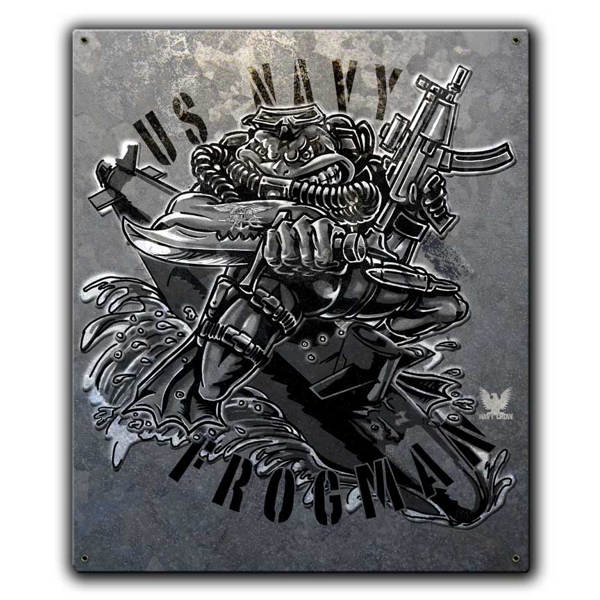 US Navy Frogman SEAL Navspecwar Veteran Custom 12 x 15 Vintage Sign