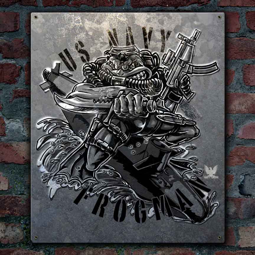US Navy Frogman SEAL Navspecwar Veteran Custom 12 x 15 Vintage Sign