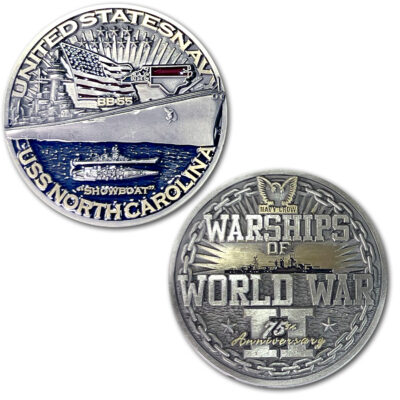 USS North Carolina BB-55 Battleship Warships of World War 2 Collectible Military Challenge Coin