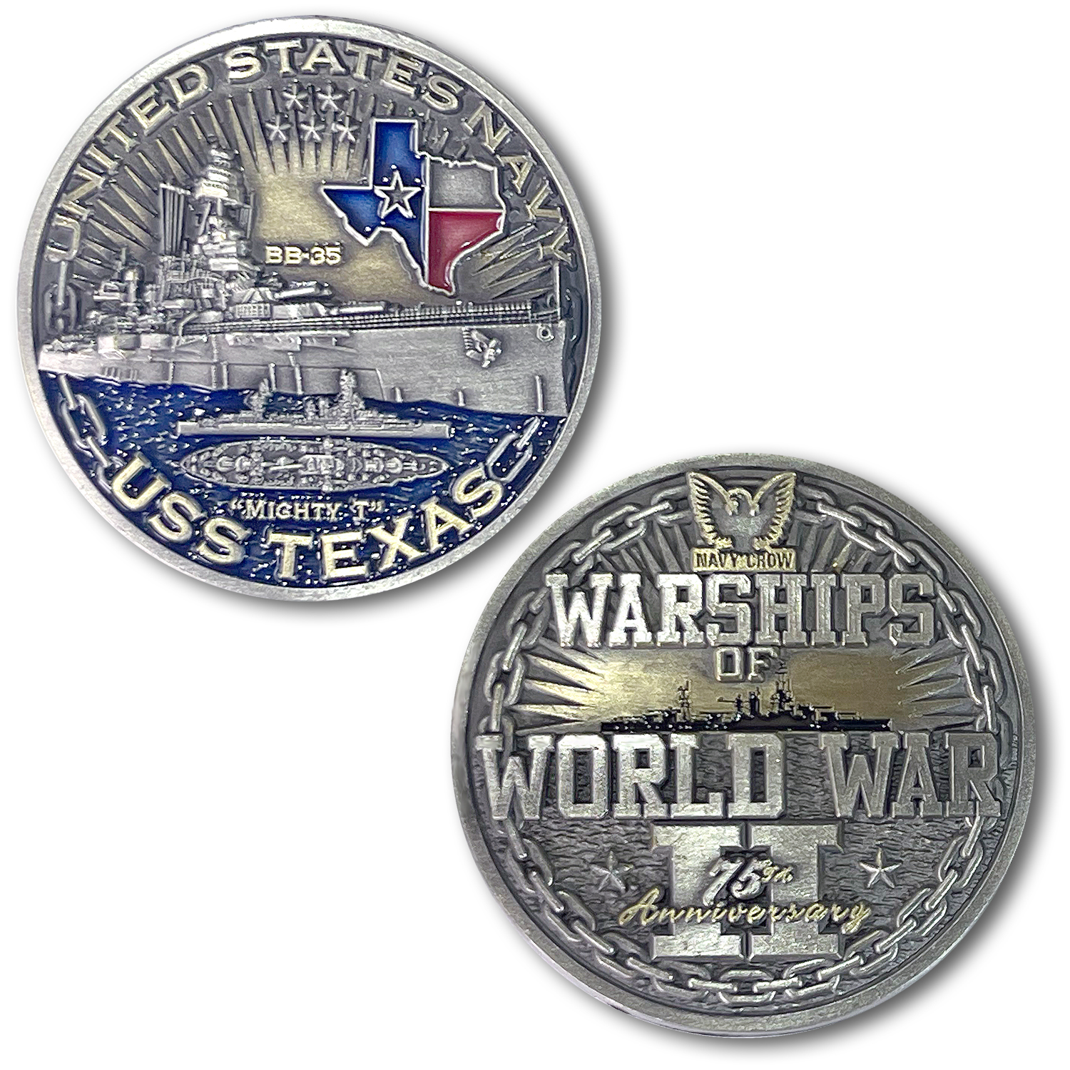 USS Texas BB-35 Battleship World of Warships US Navy Challenge Coin