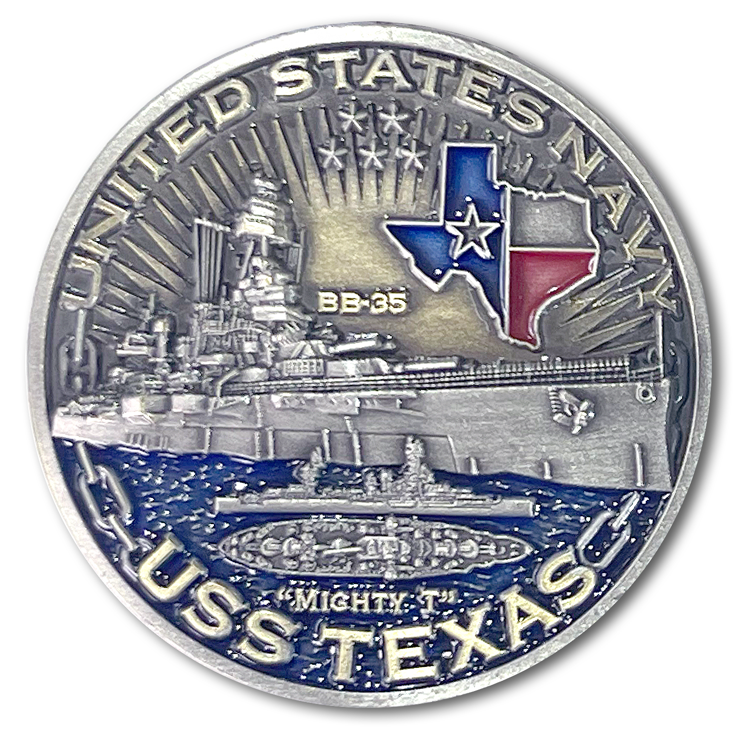 USS Texas BB-35 Battleship World of Warships US Navy Challenge Coin