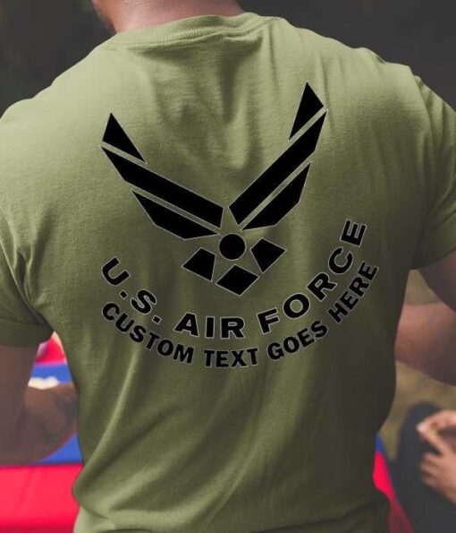 Air Force Curved Text Black USAF Shirt