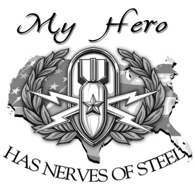 My Hero Has Nerves of Steel EOD Military Veteran 3-18 Inch Custom Decal Sticker Details