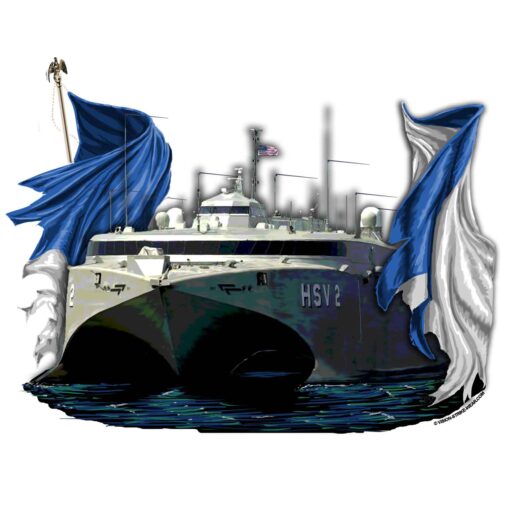 HSV-2 Swift Hybrid Catamaran Navy Veteran 3-18 Inch Custom Decal Sticker
