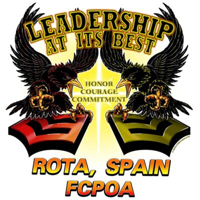 NAS Rota Spain FCPOA Leadership At Its Best Honor Courage Commitment Navy Military Veteran 3-18 Inch Custom Decal Sticker