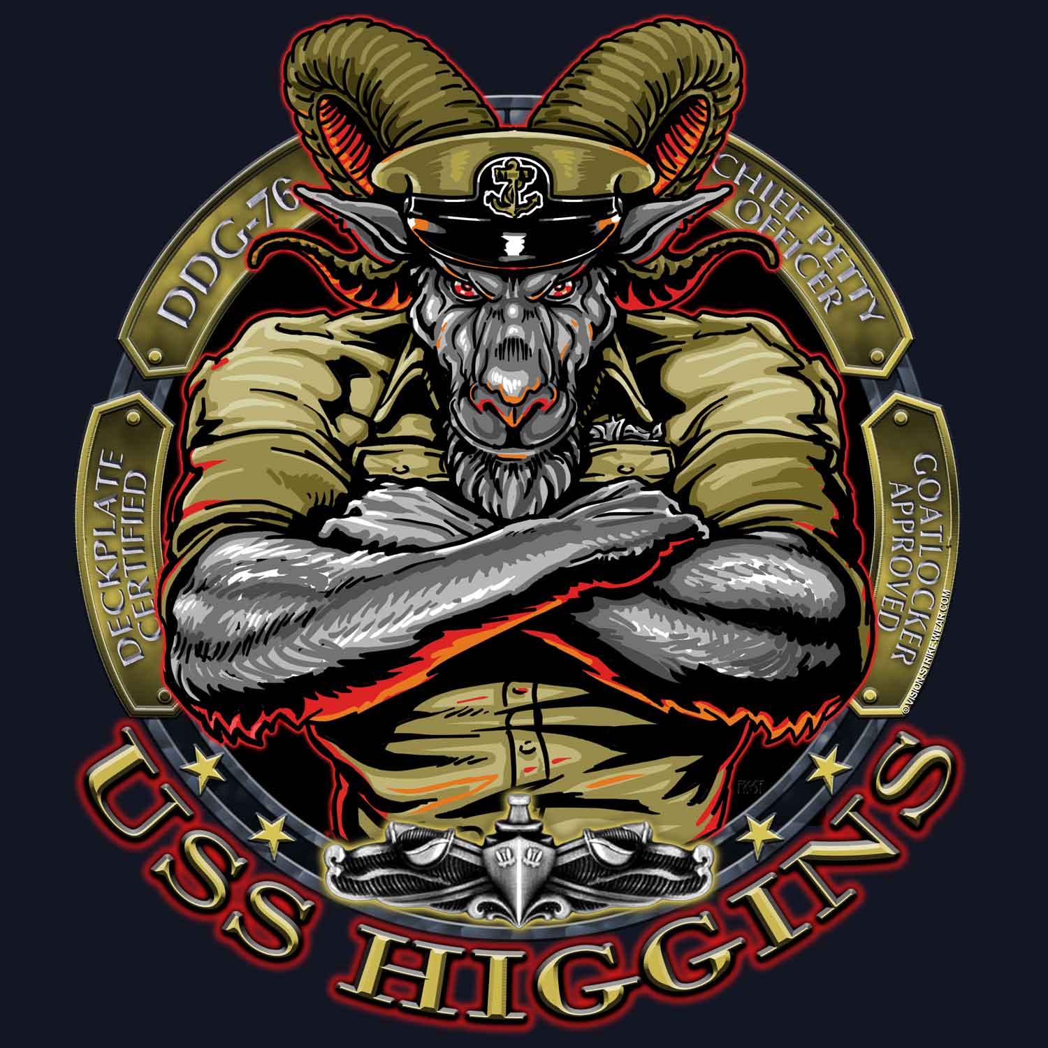 USS Higgins Chiefs Navy Military Veteran 3-18 Inch Custom Decal Sticker