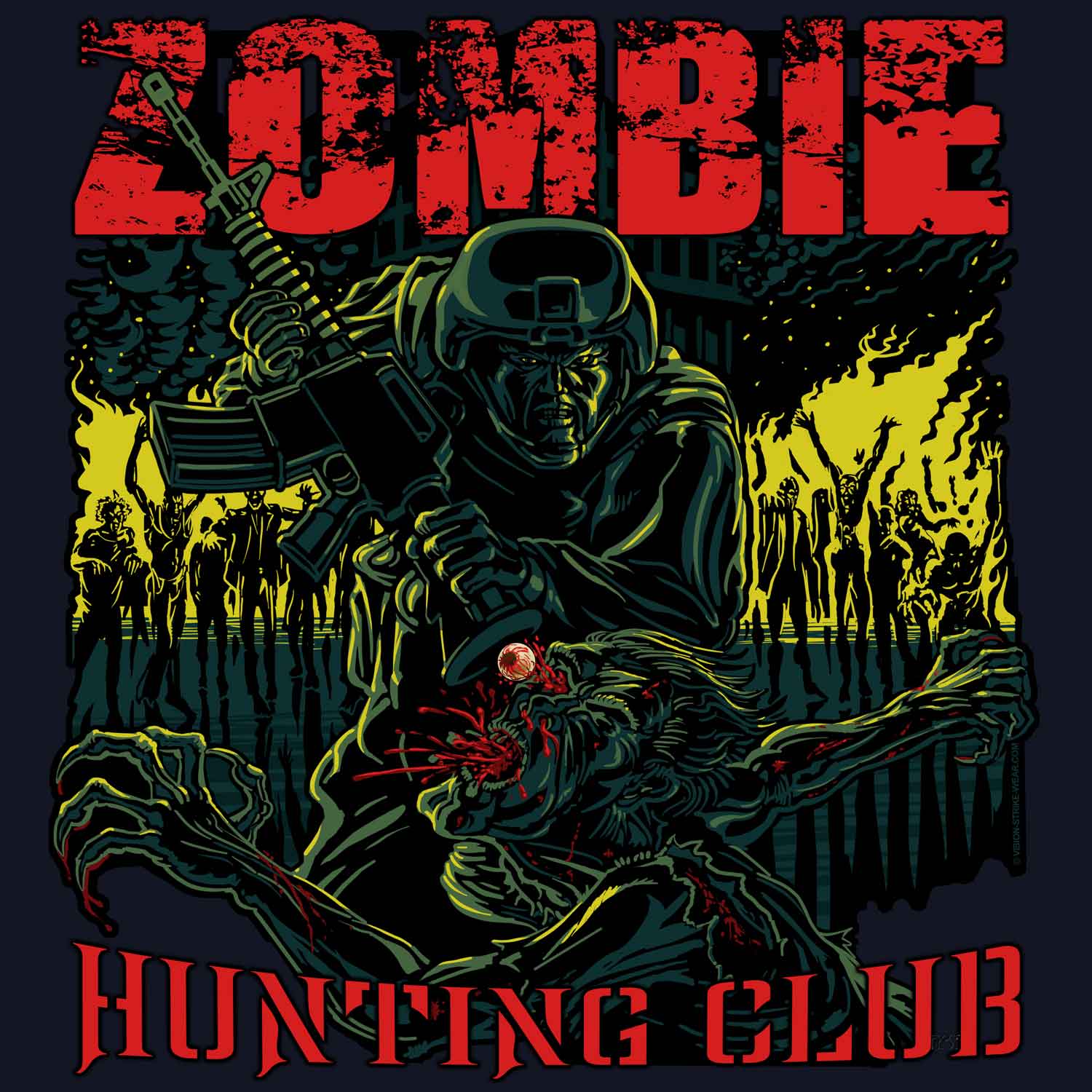 Zombie Hunting Club Military Veteran 3-18 Inch Custom Decal Sticker