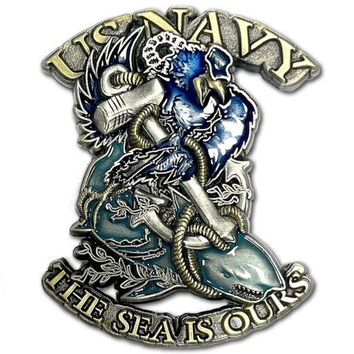 US Navy Crow Shark Surfer The Sea is Ours Veteran Collectible Military Challenge Coin