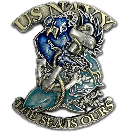 US Navy Crow Shark Surfer The Sea is Ours Veteran Collectible Military Challenge Coin