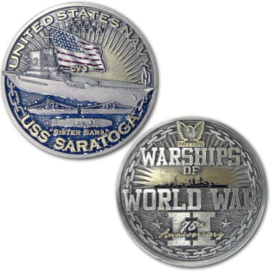 USS Saratoga CV-3 Aircraft Carrier Warships of World War 2 Collectible Military Challenge Coin