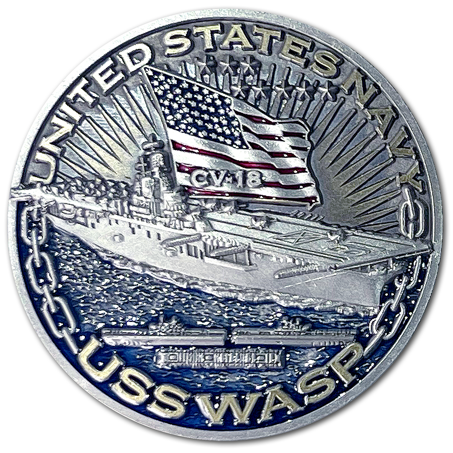 USS Wasp CV-18 Aircraft Carrier Warships of World War 2 Collectible Military Challenge Coin