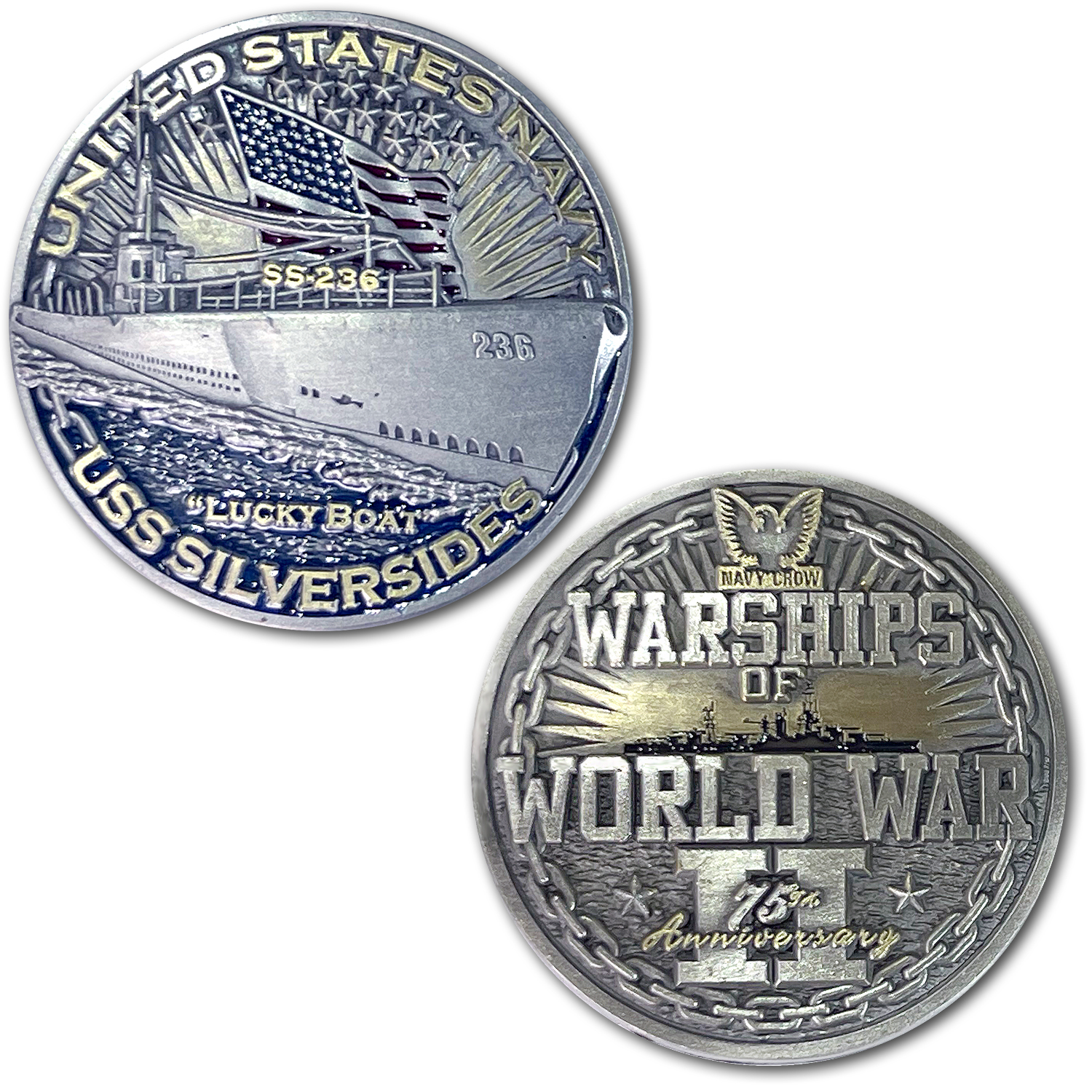 USS Silversides SS-236 Submarine Warships of World War 2 Collectible Military Challenge Coin