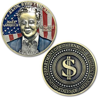 Elon Reeve Musk 1st Leader Department of Government Efficiency Make America Wealthy Again Collectible Challenge Coin